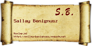 Sallay Benignusz névjegykártya
